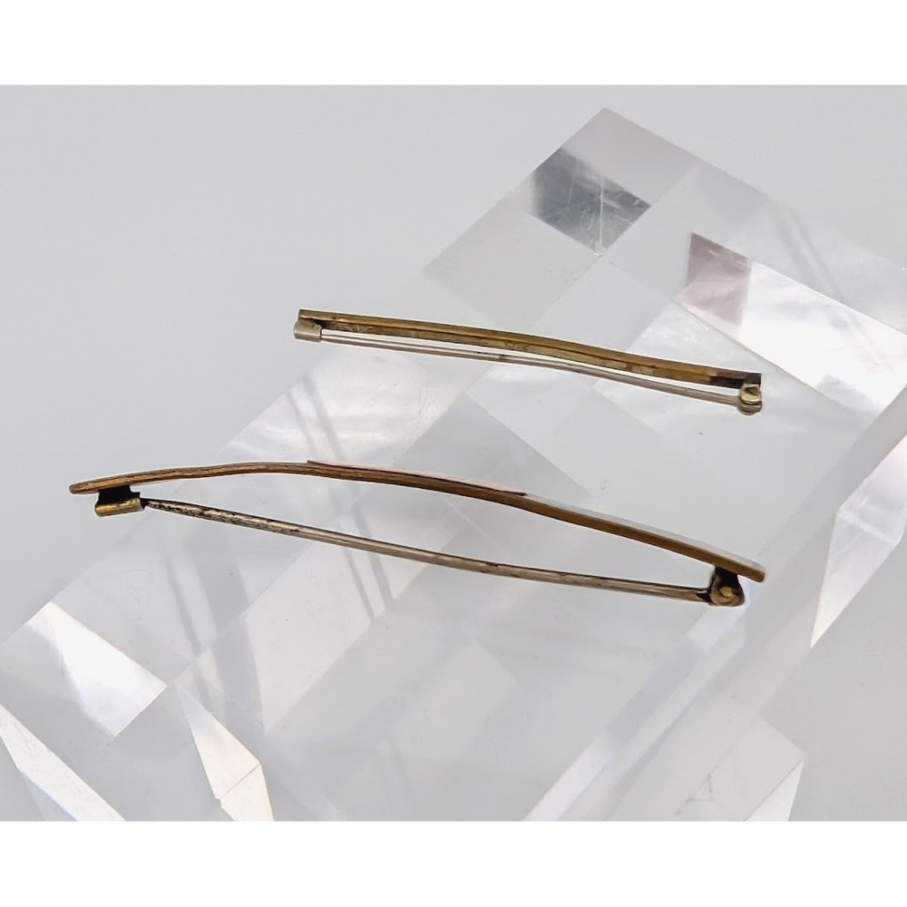 Antique Victorian WEHCO Engraved Monogram and Unbranded Bar Pin Lot Gold Tone - Picture 4 of 12